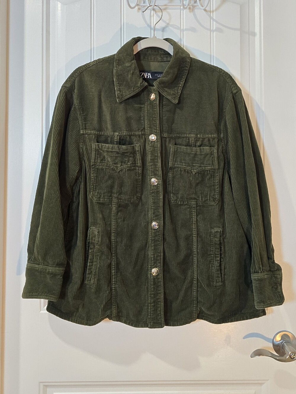 Zara Olive Green Corduroy Button-Up